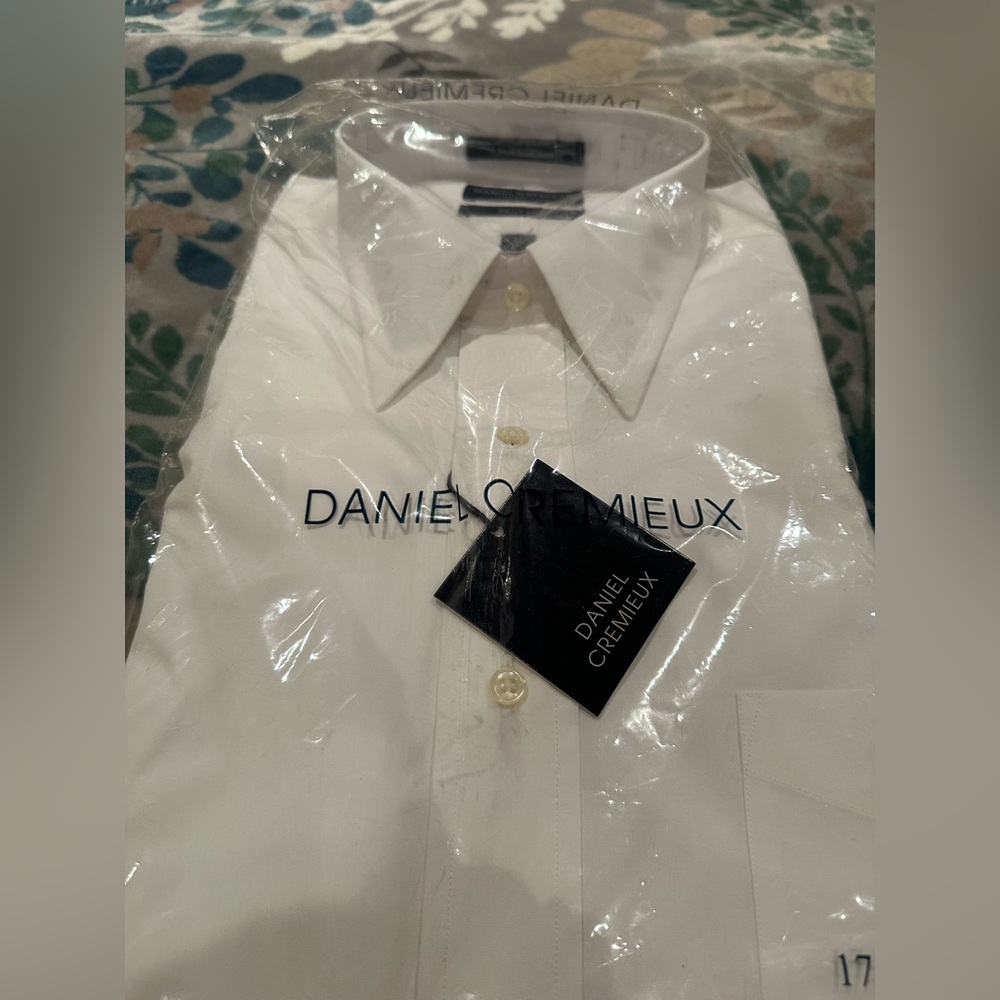 Daniel Cremieux Men's White Dress Shirt Dennis collection NWT size 17/33